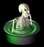 skeleton in a vat of sludge